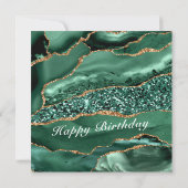 Happy Birthday Kaart Agate Green Gold Marble (Achterkant)