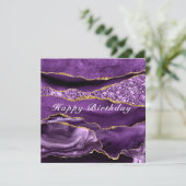 Happy Birthday Kaart Agate Paars Violet Gold (Staand voorkant)