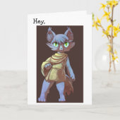 Happy Birthday Kaart: Anime Cat Kaart (Gele Bloem)