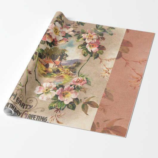  Happy Birthday Kaart Artwork Cadeaupapier (Uitgerold)