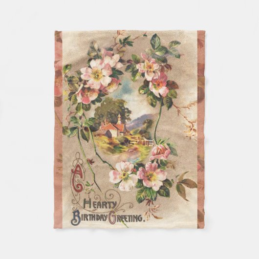  Happy Birthday Kaart Artwork Fleece Deken (Voorkant)