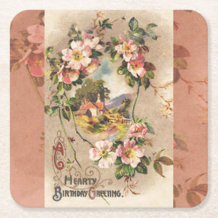 Happy Birthday Kaart Artwork Kartonnen Onderzetters