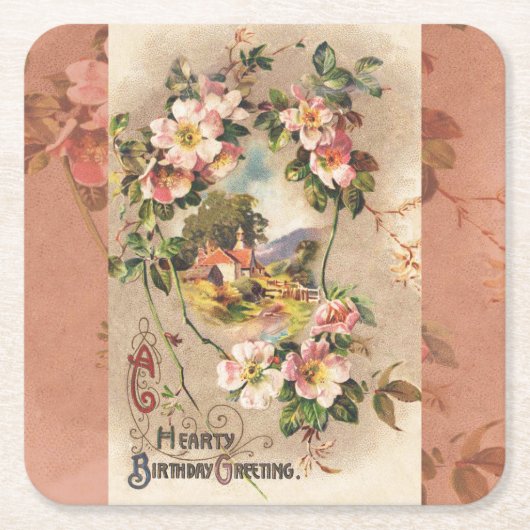  Happy Birthday Kaart Artwork Kartonnen Onderzetters (Voorkant)