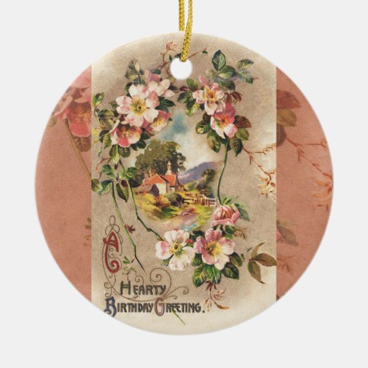  Happy Birthday Kaart Artwork Keramisch Ornament (Voorkant)