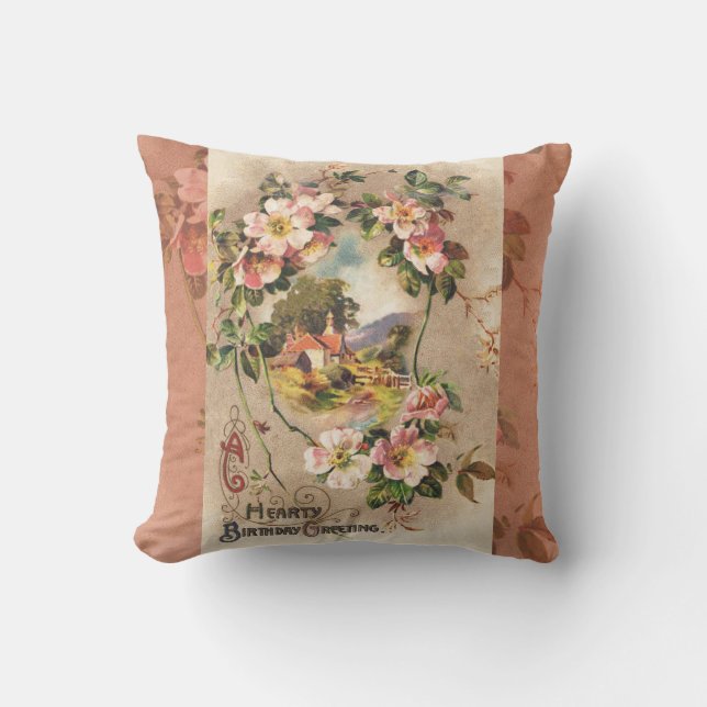  Happy Birthday Kaart Artwork Kussen (Voorkant)