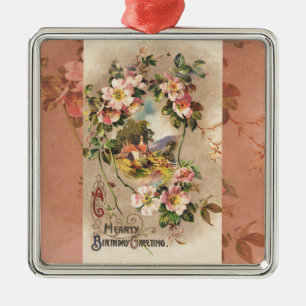 Happy Birthday Kaart Artwork Metalen Ornament