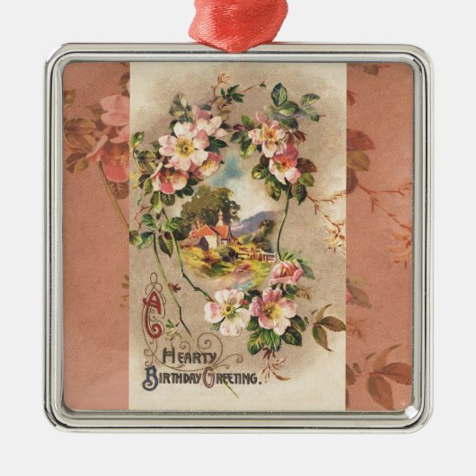  Happy Birthday Kaart Artwork Metalen Ornament (Voorkant)