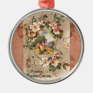 Happy Birthday Kaart Artwork Metalen Ornament