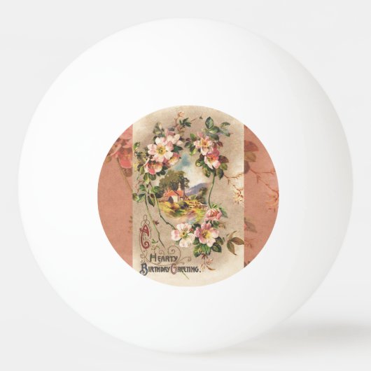  Happy Birthday Kaart Artwork Pingpongbal (Voorkant)