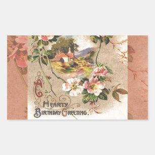  Happy Birthday Kaart Artwork Rechthoekige Sticker