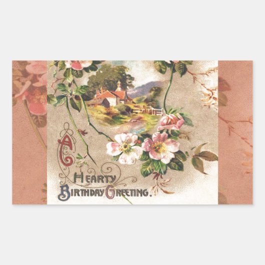  Happy Birthday Kaart Artwork Rechthoekige Sticker (Voorkant)