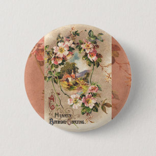 Happy Birthday Kaart Artwork Ronde Button 5,7 Cm