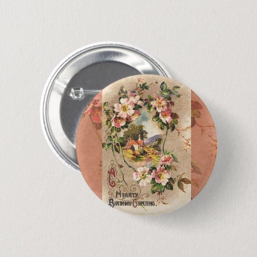  Happy Birthday Kaart Artwork Ronde Button 5,7 Cm (Voorkant /achterkant)