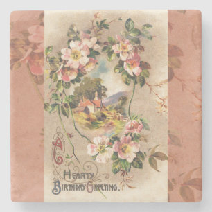 Happy Birthday Kaart Artwork Stenen Onderzetter
