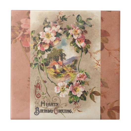  Happy Birthday Kaart Artwork Tegeltje (Voorkant)