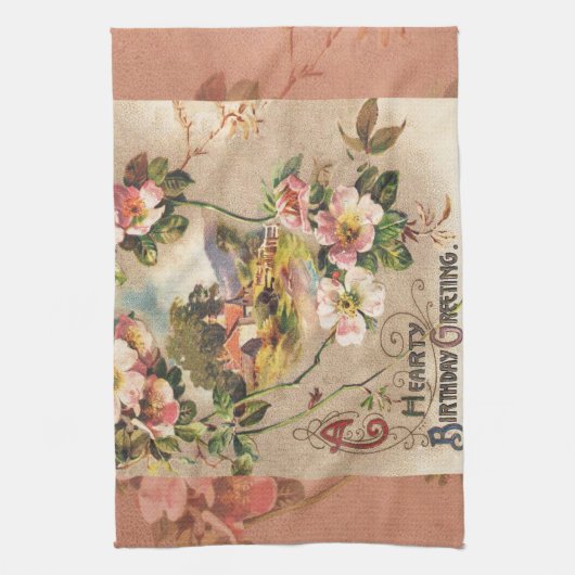  Happy Birthday Kaart Artwork Theedoek (Verticaal)