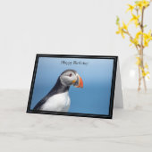 Happy Birthday Kaart Atlantic Puffin (Gele Bloem)