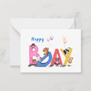 Happy Birthday Kaart Baby Beren Party Notitiekaartje