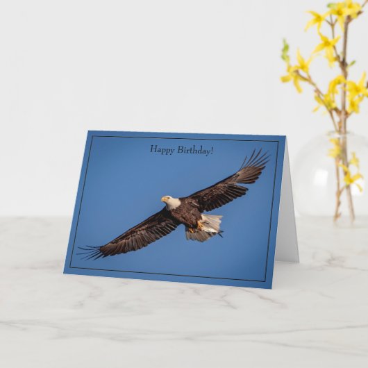 Happy Birthday Kaart Bald Eagle (Gele Bloem)
