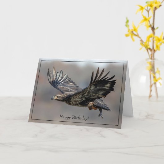Happy Birthday Kaart Bald Eagle (Gele Bloem)