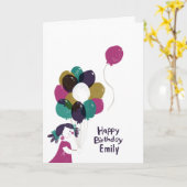 Happy Birthday Kaart Ballonnen (Gele Bloem)