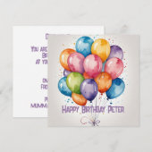 Happy Birthday kaart ballonnenfeest (Voorkant / Achterkant)