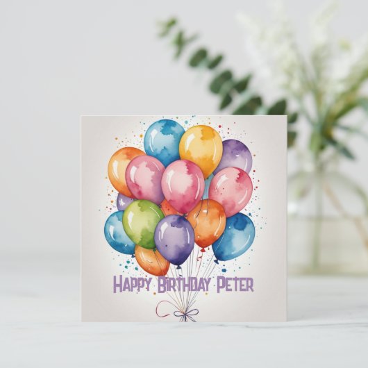 Happy Birthday kaart ballonnenfeest (Staand voorkant)