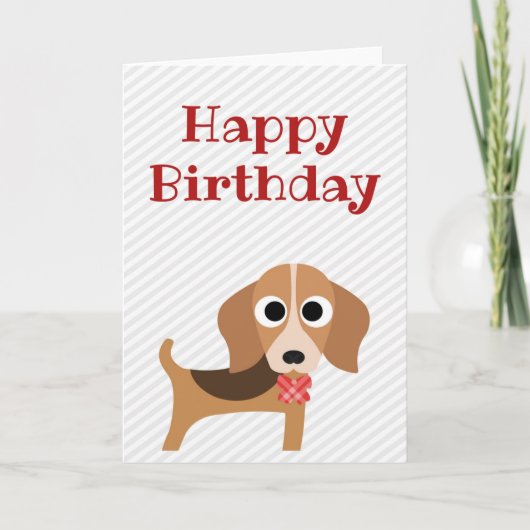 Happy Birthday Kaart Beagle Dog Blank Inside (Voorkant)