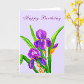 Happy Birthday Kaart Beauful Iris Flowers (Gele Bloem)