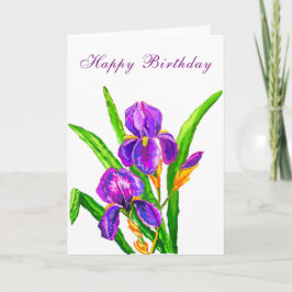 Happy Birthday Kaart Beauful Irises Flower