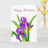 Happy Birthday Kaart Beauful Irises Flower (Gele Bloem)