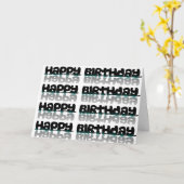 Happy Birthday Kaart Black en Turquoise Reflection (Gele Bloem)