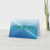 Happy Birthday Kaart Blauw en Groen Reflectie Teks (Voorkant)