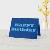 Happy Birthday Kaart blauw geometrisch ontwerp (Gele Bloem)