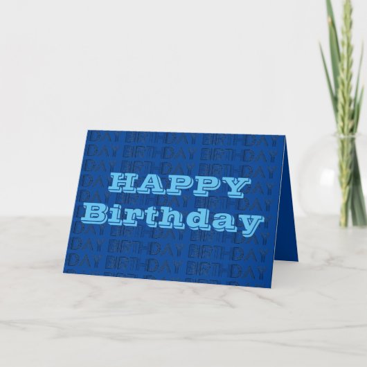 Happy Birthday Kaart blauw geometrisch ontwerp (Voorkant)