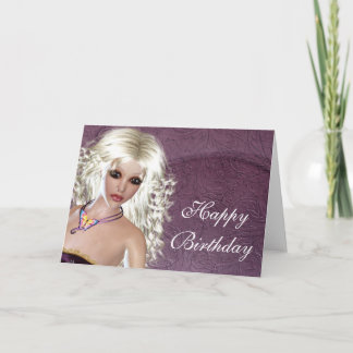 Happy Birthday Kaart - Blonde Fantasy Woman 1
