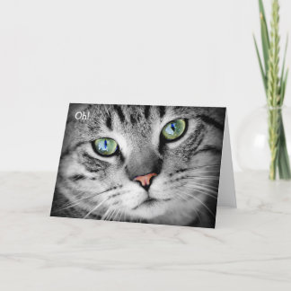 Happy Birthday Kaart: Cat zegt "Oh!" Kaart