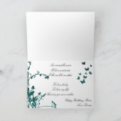 Happy Birthday Kaart - Cherry Blossom  Blauwgroen (Binnen)