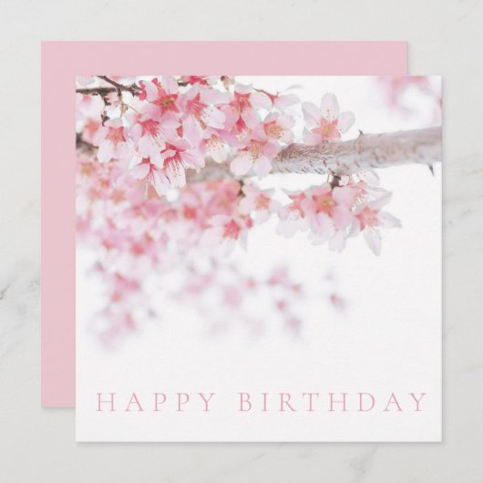 HAPPY BIRTHDAY KAART : CHERRY BLOSSOMS (Voorkant / Achterkant)