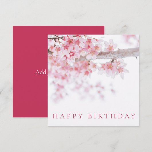 HAPPY BIRTHDAY KAART : CHERRY BLOSSOMS (Voorkant / Achterkant)