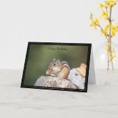 Happy Birthday Kaart Chipmunk (Gele Bloem)