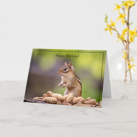 Happy Birthday Kaart Chipmunk (Gele Bloem)