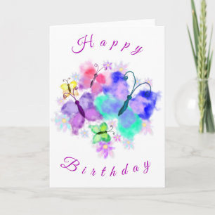 Happy Birthday-kaart Colorful Butterflies Painting Kaart