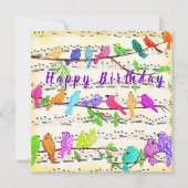 Happy Birthday Kaart Colorful Musical Birds Song (Voorkant)