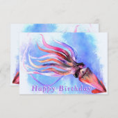 Happy Birthday Kaart Colorful Squid - Schilderen (Voorkant / Achterkant)