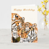 Happy Birthday Kaart Couple Tigers Hug (Gele Bloem)