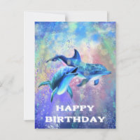 Happy Birthday Kaart Dolfijnen Familie - 