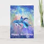 Happy Birthday Kaart Dolphin Couple - Naam / Tekst (Voorkant)