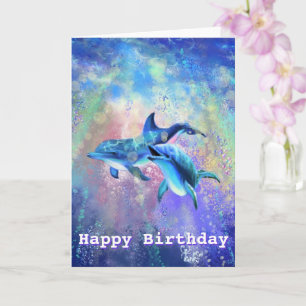 Happy Birthday Kaart Dolphin Couple - Naam / Tekst