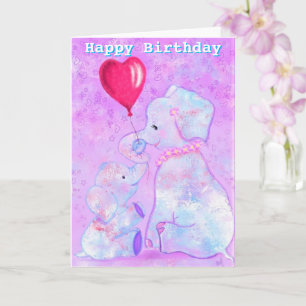 Happy Birthday Kaart Elephant mama en Baby